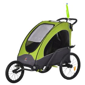 Child Bike Trailer 3 In1 | Foldable Baby Trailer Transport Carrier | Shock Absorber System Rubber Tires Adjustable Handlebar (Color: default)