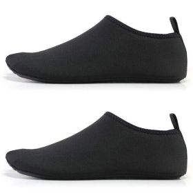 Water Shoes Men Women Skin Socks Aqua Surf Beach Yoga Swim Barefoot Quick-Dry (Color: Black No Stripe, size: M / Men 5 / Women 6)