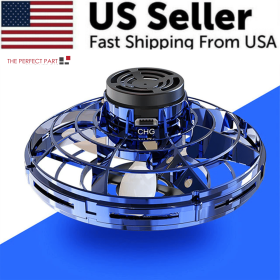 Flying Fidget Spinner Drone Ball UFO Stress Focus Hand Fun Toy LED Kids & Adults (Model: Blue)
