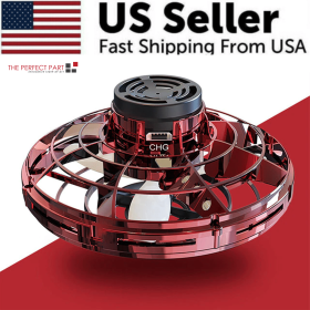Flying Fidget Spinner Drone Ball UFO Stress Focus Hand Fun Toy LED Kids & Adults (Model: Red)