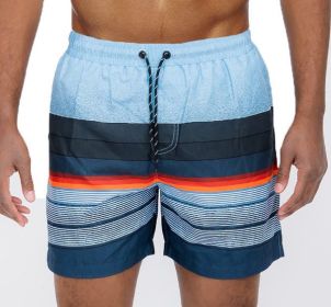 Blue stripes Swim Trunks Board Shorts (Color: Blue, size: L)