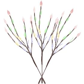3 PCS 60 LED Solar Garden Lights Tree Branch Leaf Shape Lamp IP65 Waterproof Solar Garden Decorative Lights for Outdoor Garden Lawn Patio Decking (Color: Black, size: One size)