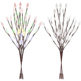 3 PCS 60 LED Solar Garden Lights Tree Branch Leaf Shape Lamp IP65 Waterproof Solar Garden Decorative Lights for Outdoor Garden Lawn Patio Decking (Color: Brown, size: One size)