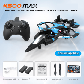 A set of four-rotor drone fighter jets, equipped with a remote control, featuring one-key takeoff/landing, 360° flipping and hovering (Color: Blue)