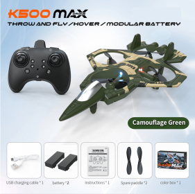 A set of four-rotor drone fighter jets, equipped with a remote control, featuring one-key takeoff/landing, 360° flipping and hovering (Color: Green)