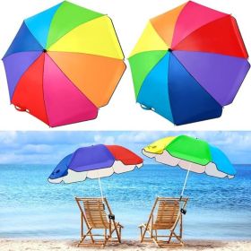 2 Pcs Automatic Chair Umbrella with Universal Clamp 44" UPF 50+ Portable Clamp on Beach Chair Adjustable Wheelchair Umbrella for Outdoor Patio Parasol (Color: Rainbow Color)