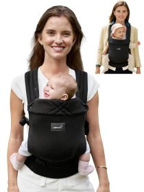 Baby Carrier Newborn to Toddler, Lightweight Ergonomic 7-44 lbs Newborn Carrier with Head Support (Color: Black)