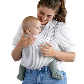 Baby Wrap, Buttery-Soft Baby Carrier Newborn to Toddler 8-25 Lbs., Lightweight & Hands-Free Breathable Summer Carrier (Color: Natural + Grey Stripe)