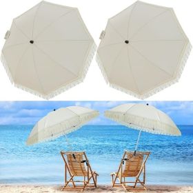 2 Pcs Automatic Chair Umbrella with Universal Clamp 44" UPF 50+ Portable Clamp on Beach Chair Adjustable Wheelchair Umbrella for Outdoor Patio Parasol (Color: Grey)