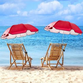 2 Pcs Automatic Chair Umbrella with Universal Clamp 44" UPF 50+ Portable Clamp on Beach Chair Adjustable Wheelchair Umbrella for Outdoor Patio Parasol (Color: Red)