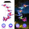 Outdoor Solar Wind Chimes with Butterfly Design, Color Changing LED Light, Waterproof Wind Chime for Garden & Home Decoration