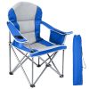 Oversized Camping Folding Chair, Heavy Duty Padded Chair with Cup Holder Storage and Cooler Bag, 5000 LBS Steel Frame, Portable for Outdoor