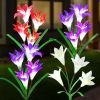 Solar Garden Lights, 2 Pack LED Lily Garden Decor Carefree Solar Flowers Outdoor Waterproof, Yard Decorations Outdoor