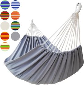 Brazilian Double Hammock 2 Person Extra Large 220x160cm Total Length 330cm Load 500lb Canvas Cotton Hammock for Patio Porch Garden Backyard Lounging O (size: Grey XX-Large)
