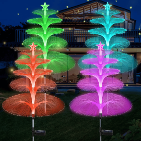 Solar Garden Lights, 4 Pack Solar Star Jellyfish Lights 7 Color Changing Fiber Optic Light Gardening Gifts for Mom Grandma Women (Quantity: 8PCS)