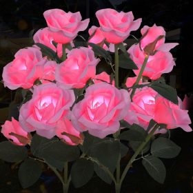 Solar Rose Lights Outdoor, 2 Pack with 14 Rose Flowers Waterproof Color Changing LED Flower Lights, Solar Powered Garden Stakes for Yard, Patio (title: default title)