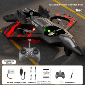 Remote Control Airplane Drone with Battery, Suitable for Boys/adults Aged 8-12, Foam Airplane Toy, Stable Hovering, 360° Flips, LED Lights (Color: Red)