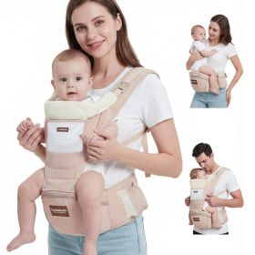 Baby Carrier with Hip Seat, 6-in-1 Baby Carrier Newborn to Toddler, Forward-Facing Carry for Active Babies, Adjustable Detachable Infant Carrier (Color: Khaki)