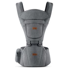 Baby Carrier with Hip Seat, Baby Carrier Newborn to Toddler up to 44lbs, 6-in-1 Ways to Carry, All Seasons (Color: Grey)