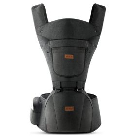 Baby Carrier with Hip Seat, Baby Carrier Newborn to Toddler up to 44lbs, 6-in-1 Ways to Carry, All Seasons (Color: Black)