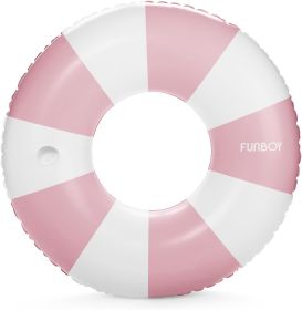Giant Vintage Stripe Inflatable Tube Pool Float with Cup Holder 48" Large Pool Float for Adults Inner Tube Swimming Pool Toys Swim Rings Pool Lounger (Color: Pink)