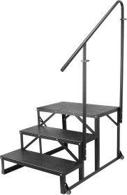 Rv Rtairs With Moveable Wheels, Rv Steps With Handrail For Mobile Home, Outdoor Stairs, Portable Porch Steps (size: 3 Steps)
