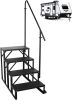 Rv Rtairs With Moveable Wheels, Rv Steps With Handrail For Mobile Home, Outdoor Stairs, Portable Porch Steps