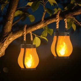 Gen2 Solar Lanterns Outdoor Waterproof with Realistic Flickering Flame (Color: 2 Pack)