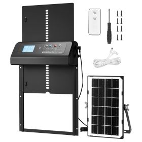 Automatic Chicken Coop Door, Solar & Battery Powered Chicken Door with LCD Display, Remote Control, Light Sensor & Timer, Anti-Pinch Security (Power Supply: Solar Charging, Color: Black)