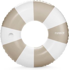 Giant Vintage Stripe Inflatable Tube Pool Float with Cup Holder 48" | Large Pool Float for Adults | Inner Tube Swimming Pool Toys Swim Rings | Pool Lo (Color: Tan)