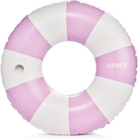 Giant Vintage Stripe Inflatable Tube Pool Float with Cup Holder 48" Large Pool Float for Adults Inner Tube Swimming Pool Toys Swim Rings Pool Lounger (Color: Purple)