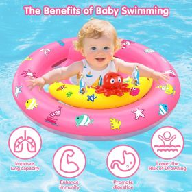 Baby Pool Float with Canopy, Inflatable Baby Swim Float with UPF50+ Sun Protection (Color: Pink-2)