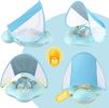 Baby Float with Canopy UPF50+ Sun Protection for Infant Newborn Toddler Inflatable Swimming Spring Swim Water Float 0-36 Months with Balance Ball Safe