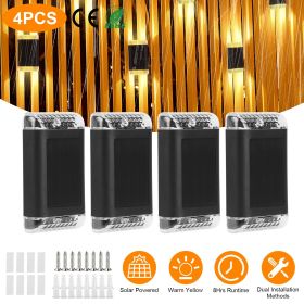 4Pack Solar Powered Wall Sconce Light IP55 Waterproof Rechargeable Optical Sensor Lamp Warm Yellow Lighting Lamp for Outdoor Fence Path Deck Patio (Type: 4Pcs/Set)