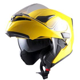 Motorcycle Street Bike Modular Flip up Dual Visor Full Face Helmet HB89 (Color-Size: Glossy Yellow-L)