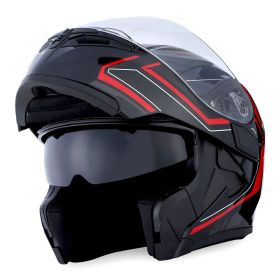 Motorcycle Street Bike Modular Flip up Dual Visor Full Face Helmet HB89 (Color-Size: Arrow Red-XL)