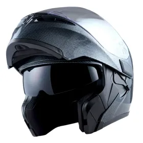 Motorcycle Street Bike Modular Flip up Dual Visor Full Face Helmet HB89 (Color-Size: Fiber Black-L)