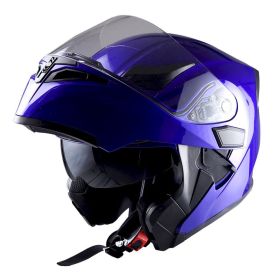 Motorcycle Street Bike Modular Flip up Dual Visor Full Face Helmet HB89 (Color-Size: Glossy Blue-S)