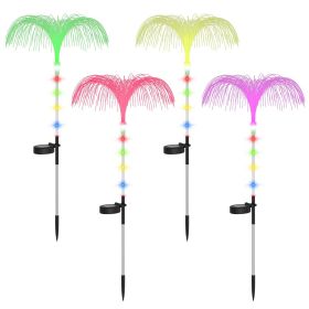 4Pcs Solar Powered Jellyfish Lights IP44 Waterproof Decorative Outdoor Lamps 7 Color Changing Night Light (Type: 4Pcs/Set)