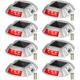 Driveway Lights, 8-Pack Solar Driveway Lights with Switch Button, Solar Deck Lights Waterproof (Color: Red, Quantity: 8 Pieces)