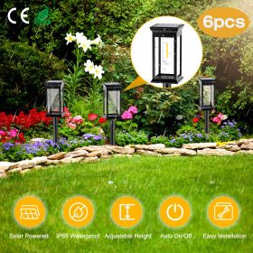 6Pack Solar Powered Stake Light Outdoor Decorative Landscape Lamp IP65 Waterproof Auto On Off Outdoor Light for Pathway Garden Yard Patio (Type: Pathway Light)