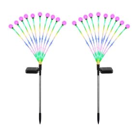 2Pcs Solar Firefly Lights Swaying Decorative Pathway Stake Lamp IP65 Waterproof Landscape Patio Yard Night Light (Color: colorful)
