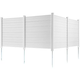Outdoor Privacy Screens, 50" W x 50" H Air Conditioner Fence, Pool Equipment Enclosure, Horizontal Vinyl Privacy Fence (Style: Horizontal, size: 50" W x 50" H(4-Panel))
