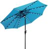 9 Ft Market Outdoor Aluminum Table Umbrella with Solar LED Led lights and Push Button Tilt