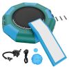 Inflatable Water Bouncer, 10ft Recreational Water Trampoline, Portable Bounce Swim Platform with Slide, 3-Step Ladder & Electric Air Pump