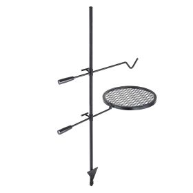 Swivel Campfire Grill, Fire Pit Grill Grate over Fire Pits, Heavy Duty Steel Grill Grates, 360° Adjustable Open Fire Outdoor Cooking Equipment (Baking Tray Shape: Round)