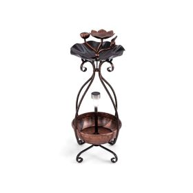 Outdoor Bird Bath Feeder with Flower Planter Pedestal and Solar Lights (Type: bird supplies, Color: Antique Bronze)