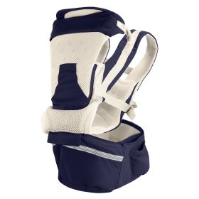Multifunctional Baby Carrier With Hip Seat Head Hood Front Back Side Carrying All Position Ergonomic Adjustable Infant Carrier For 0-4 Years Old Newbo (Color: NavyBlue)