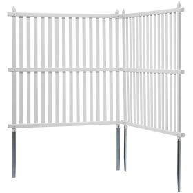 48" W x 48" H Vinyl Privacy Fence Panels, Air Conditioner Fence, Outdoor Privacy Screens for Trash Can, Pool Equipment Enclosure (Style: Strip, size: 48" W x 48" H (2-Panel))