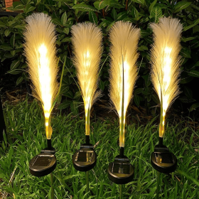 Solar Garden Lights Outdoor Waterproof 4 Pack Solar Flower Lights Decorative Landscape Lighting Pathway Patio Yard Decor Solar Reed Garden Lights (Quantity: 8PCS)